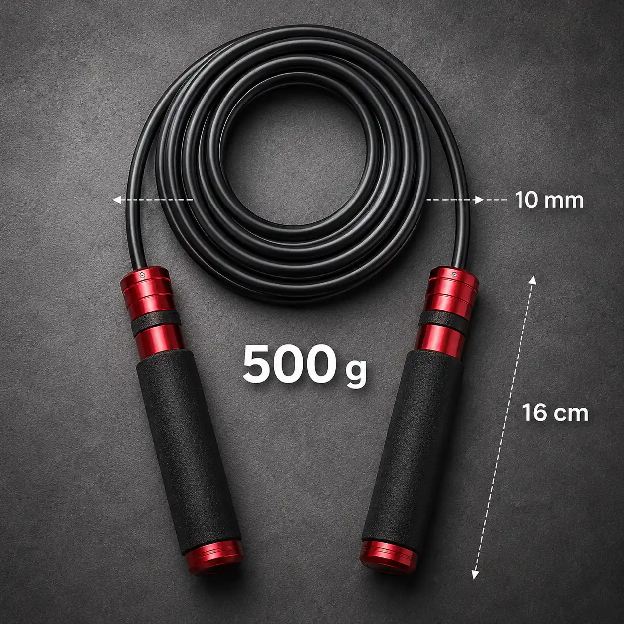 Corde de force 500g avec câble PVC de 10 mm - 3,2m et poignées de 16 cm