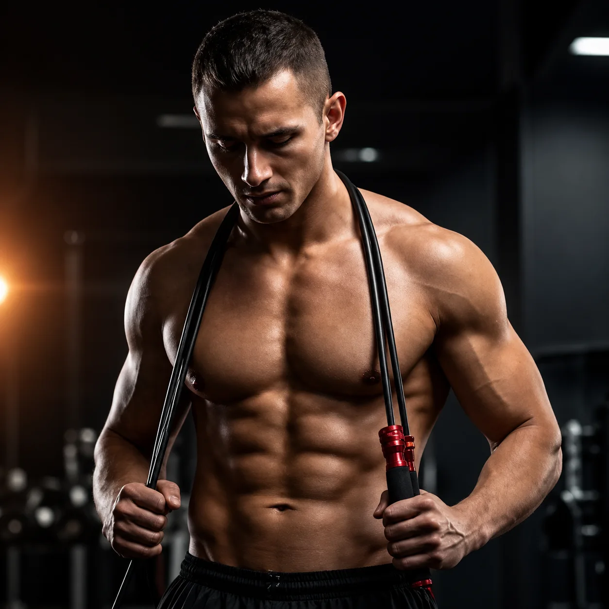 Athlète en entraînement avec corde de force 500g pour intensité